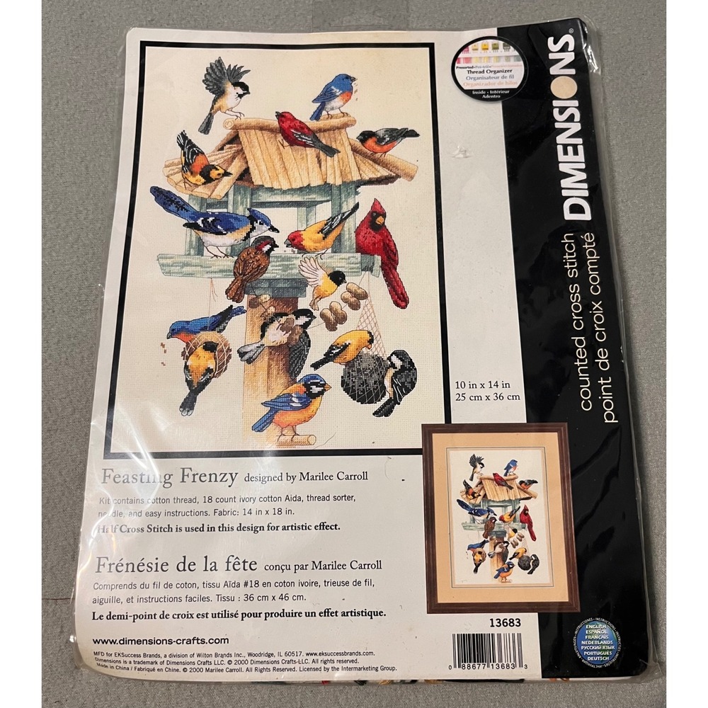 Dimensions Vtg Feasting Frenzy Counted Cross‎ Stitch Kit Birds Marilee Carroll